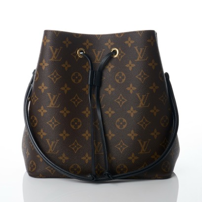 Louis Vuitton, Monogram Canvas / Black Leather Trim N&eacute;oNo&eacute; Bucket Bag MM