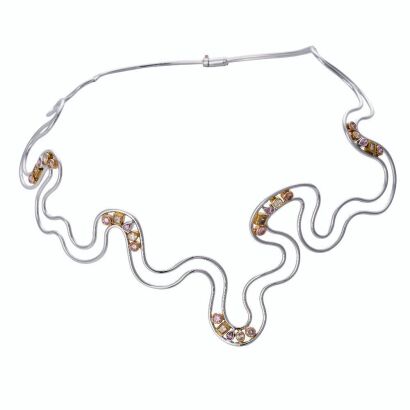 Percy Marks, 'Colour of the Kimberleys,' An important 18ct White Gold, Multi-Colour Diamond Choker Necklace