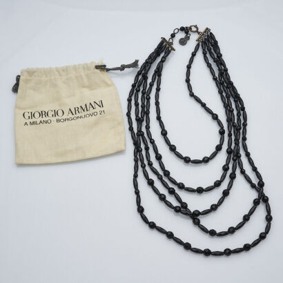 Giorgio Armani Black Resin Beaded Necklace