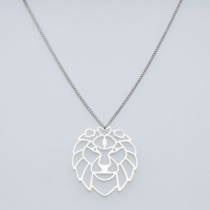 Silver Tone Filigree Lion Pendant