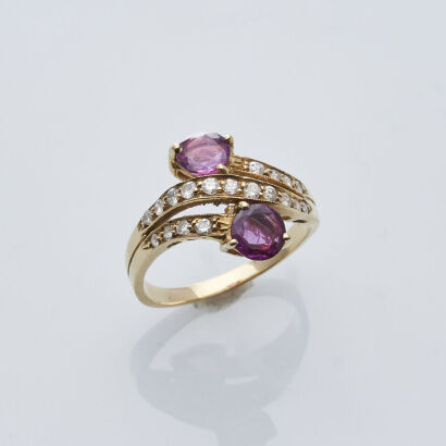 18ct Ruby and Diamond Bypass Ring