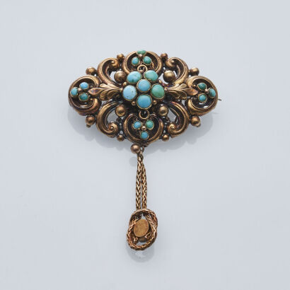 15ct Early Victorian Turquoise Brooch