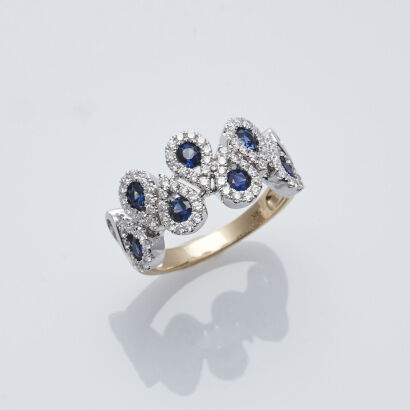 14ct Sapphire and Diamond Cluster Dress Ring