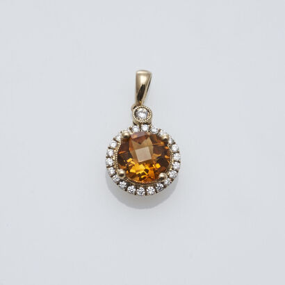 9ct Citrine and Diamond Pendant