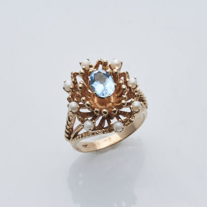 10ct Topaz and Pearl Ring