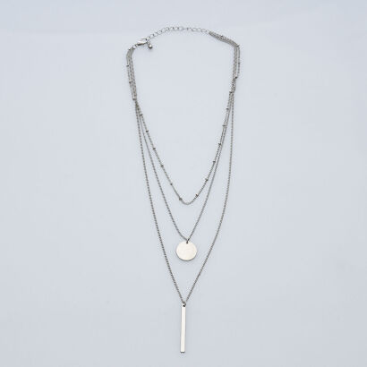 Three Layer Silver Tone Necklace