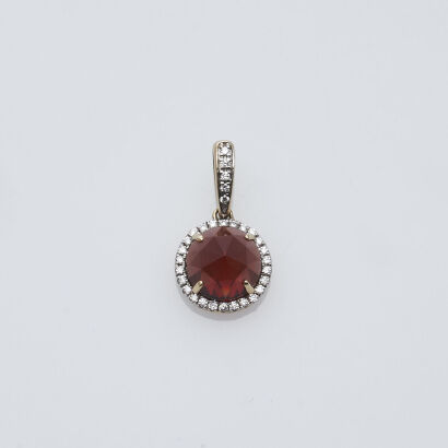 9ct Garnet and Diamond Pendant