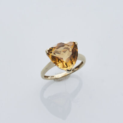 9ct Trillion Cut Citrine Ring