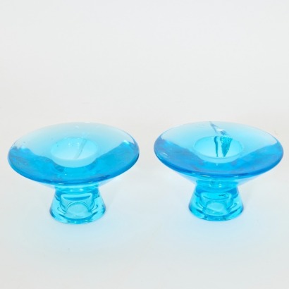 A Blue Glass Candleholder