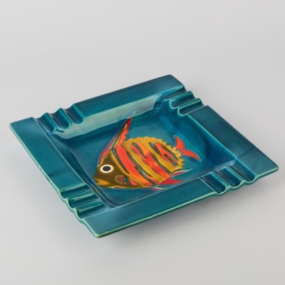 A Vintage Square Ceramic Ashtray