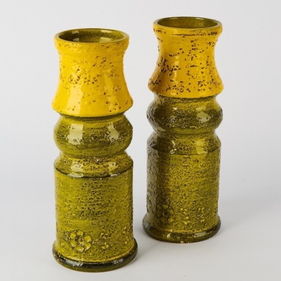 A Pair of Aldo Londi Bitossi Yellow and Green Vases for Rosenthal Netter