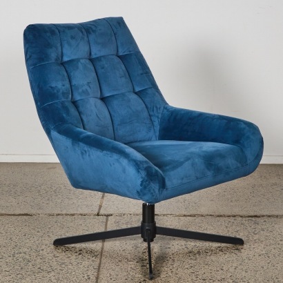 A Blue Velvet Swivel Chair