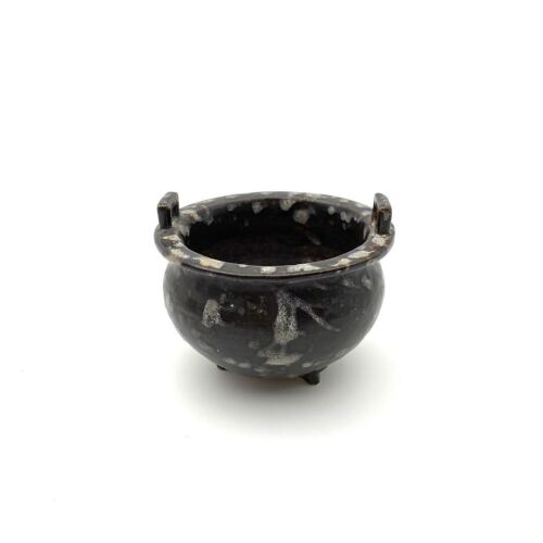 A Chinese Brown-glazed Spotted Incense Burnner with two handlles