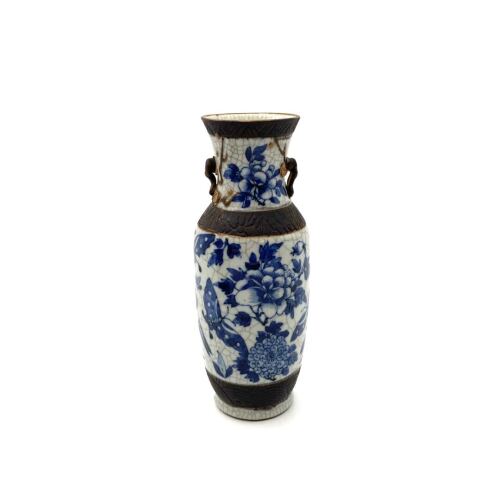 A Chinese Late Qing Dynasty Blue and White 'Floral and Bird' Vase with two handles (Chenghua Nian Zhi Mark)