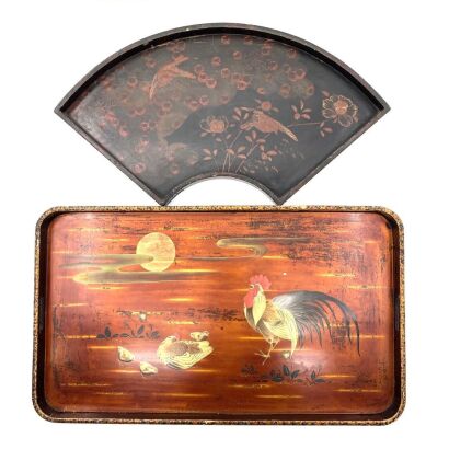 A Japanese Lacquer Gilt Rectangular Tray