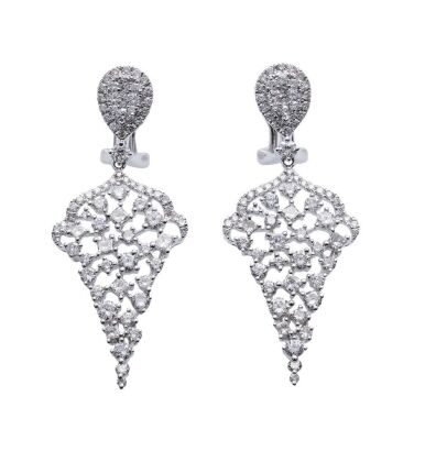 18ct White Gold Diamond Filigree Drop Earrings