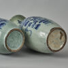 A Pair of Chinese Celadon Ground Blue and White Vases with two handles - 2