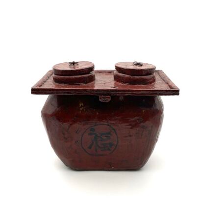 An Oriental Wooden Two-Lid Bucket