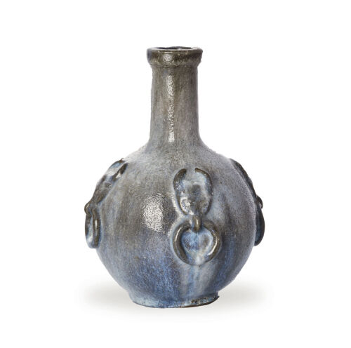 A Chinese Yuan/Ming Dynasty Jun Vase decorated with reliefs of auspicious beasts