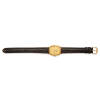 A Gentleman's gold plated and stainless steel De Ville wristwatch, Omega. Manual. 32x27mm. Cushion shaped case. Gold dial with applied black batons. Non-original black leather strap.