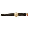A Gentleman's gold plated and stainless steel wristwatch, Zenith. Automatic. 35mm. Case number 093D329. Circular dial. Light gold dial with black and gold applied batons. Non-original leather strap.