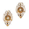 A pair of Victorian seed pearl drop earrings, two claw set seed pearls in ornate engraved disks with intricate scroll work. Gold. Weight 4.4 grams. Length 27mm