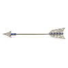 An Art Deco sapphire and diamond arrow jabot-pin, thirteen old single cut diamonds of estimated total weight 0.25 carats, accented with seven baguette cut sapphires of estimated total weight 0.42 carats. Platinum and 18ct gold. Weight 2.5 grams. Length 57