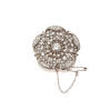 A diamond flower brooch. Berry's Jewellers, Wellington. The five petalled flower head set with two hundred and twenty-three brilliant and single cut diamonds of estimated total weight 9.03 carat. 18ct white gold. Weight 30.0 grams. Diameter 41cm Maker's m