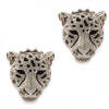A pair of diamond and onyx leopard marks earrings, five hundred and seventy-two pave set round brilliant cut diamonds of estimated total weight 3.24 carats, in pierced out mask with onyx backing. 18ct white gold. Weight 20.5 grams. Length 25mm. Gemologist