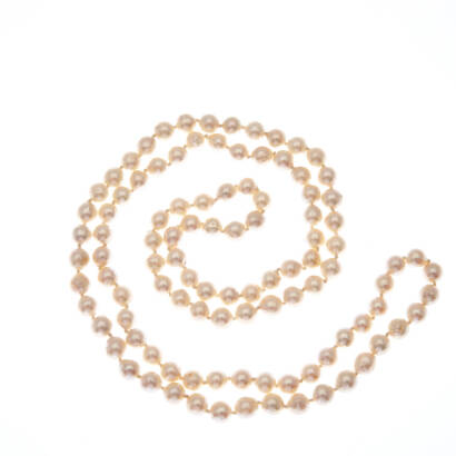 A strand of freshwater pearls, cream colour, well matched. Length 72cm.