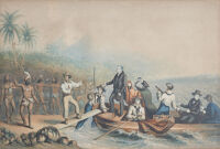 'The Reception of the Rev. J. Williams at Tanna in the South Seas, the Day Before He was Massacred' - George Baxter