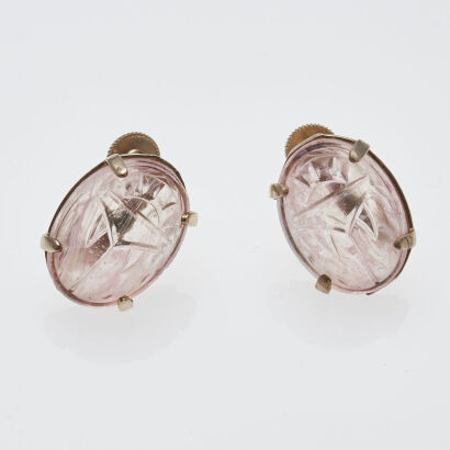 Pink Scarab Earrings