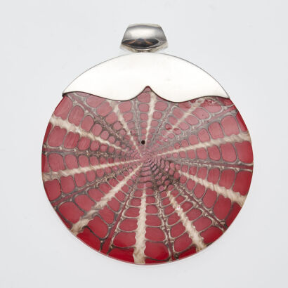 Silver Red Shell Pendant