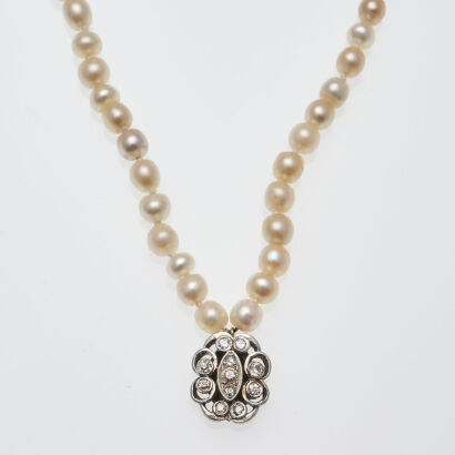 Pearl Strand with Diamond Pendant