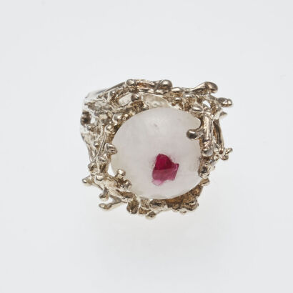 Zora Bell Boyd Silver 'Twig' Ruby in Quartz Ring