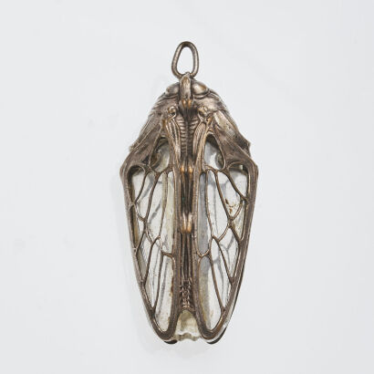Rare French Cicada Silver Toned Perfume Bottle