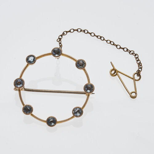 15ct Rose Gold Edwardian Aquamarine Brooch