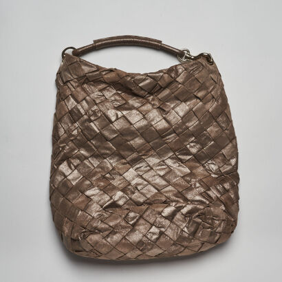 Jimmy Choo Basketweave Suede Leather Bag