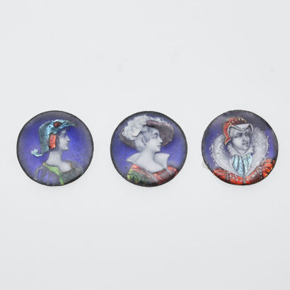 Three Fine Limoges Hand Painted Portraits