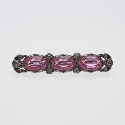 Victorian Bar Brooch with Paste Stones