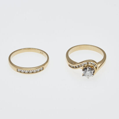 18ct Diamond Ring and Band Set