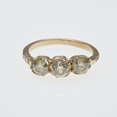 18ct Three Stone Yellow Diamond Ring