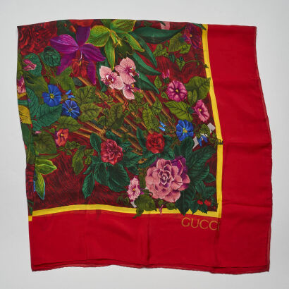 Gucci Red Silk Scarf