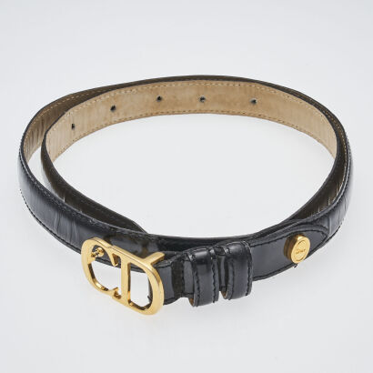 Christian Dior Black Leather Belt