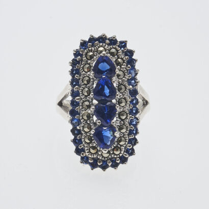 Silver Blue Stone Ring