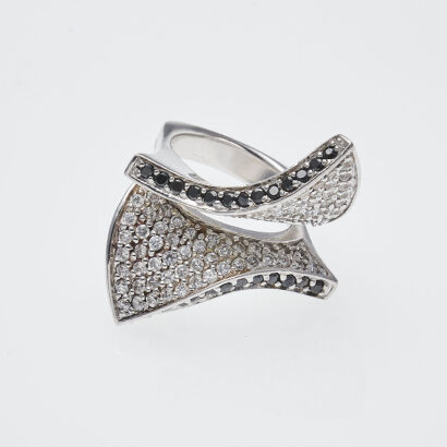 Modern Two Fold CZ Ring