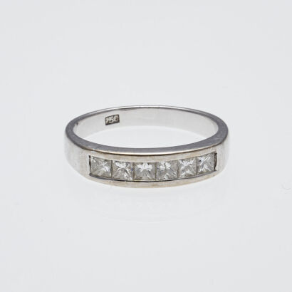 18ct White Gold Princess Cut Diamond Band
