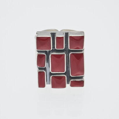 Silver Red Stone Ring