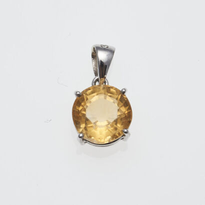 9ct White Gold Citrine Pendant