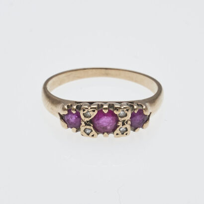 9ct Vintage Ruby and Diamond Ring
